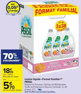 Carrefour Market Persil lessive liquide format familial offre