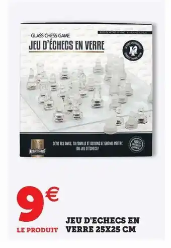 Hyper U Jeu d'echecs en verre 25x25 cm offre