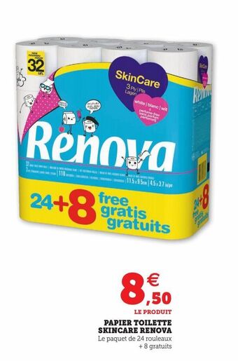 Hyper U Papier toilette skincare renova offre