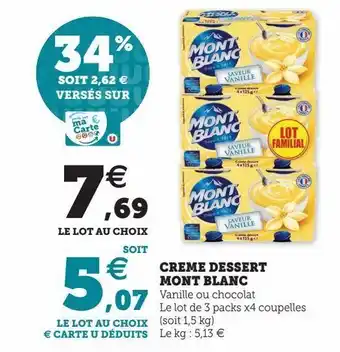 Hyper U Crème dessert mont blanc offre
