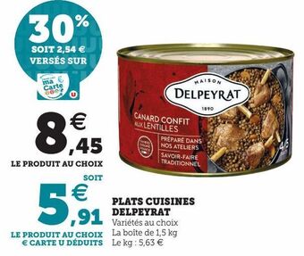 Hyper U Plats cuisinés delpeyrat offre