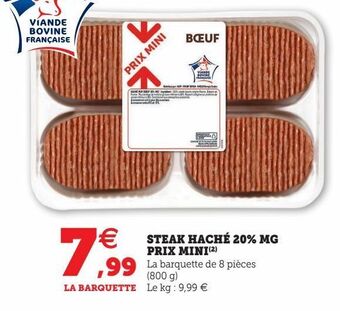 Hyper U Steak haché 20% mg prix mini offre