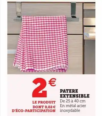 Super U Patere extensible offre