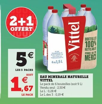 Super U Eau minerale naturelle vittel offre