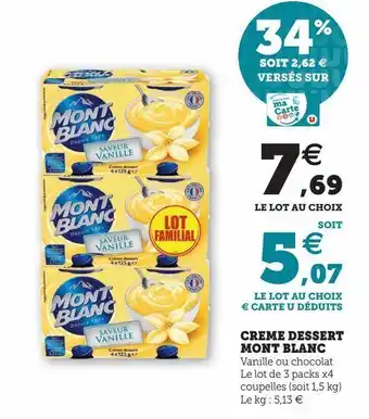 Super U Creme dessert mont blanc offre