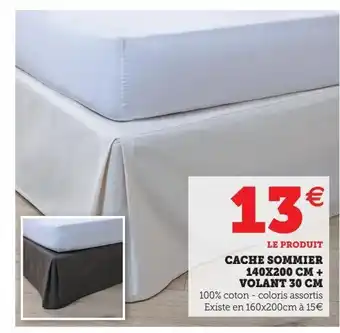 Super U Cache sommier 140x200 cm + volant 30 cm offre