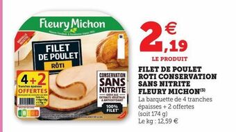 U Express Filet de poulet roti conservation sans nitrite fleury michon offre