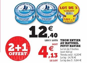 U Express Thon entier au naturel petit navire offre