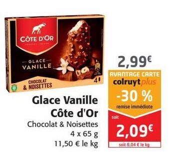 Colruyt Glace vanille cote d'or offre