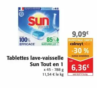 Colruyt Tablettes lave-vaisselle sun tout en 1 offre