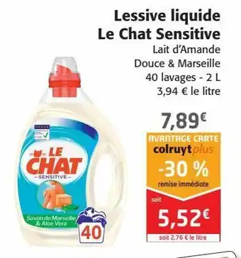 Colruyt Lessive liquide le chat sensitive offre
