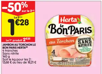 Leader Price Jambon au torchon le bon paris herta offre