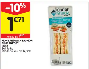 Leader Price Mon sandwich saumon fumé aneth offre