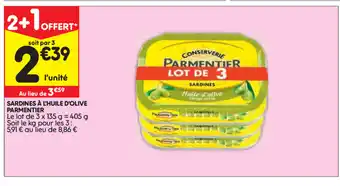 Leader Price Sardines à l'huile d'olive parmentier offre