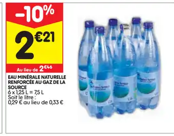 Leader Price Eau minérale naturelle renforcée au gaz de la source offre