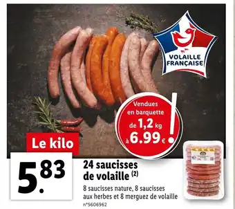 Lidl 4 Saucisses de volaille offre