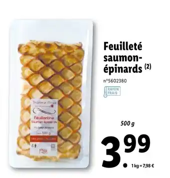 Lidl Feuilleté saumon-épinards offre