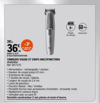 E.Leclerc Tondeuse visage et corps multifonctions babyliss offre
