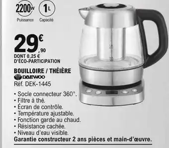 E.Leclerc Bouilloire-théière daewoo offre