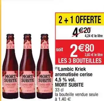 Cora x Carrefour Lambic kriek aromatisée cerise 4,5% vol. mort subite offre