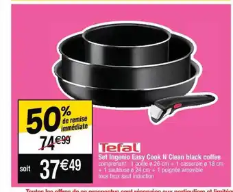 Cora x Carrefour Set ingenio easy cook n clean black coffee tefal offre