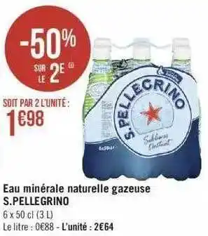 Géant Casino Eau minérale naturelle gazeuse s.pellegrino offre