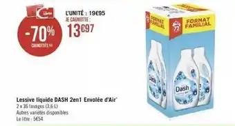 Géant Casino Lessive liquide dash 2 en 1 envolée d'air offre
