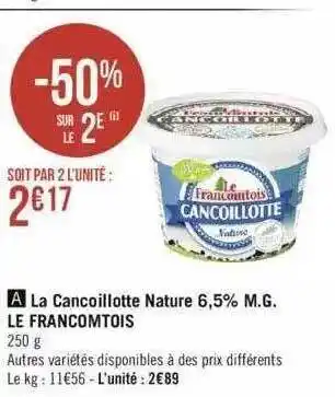 La cancoillotte nature 6,5% m.g. le francomtois
