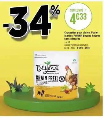 Géant Casino Croquettes pour chiens poulet manioc purina beyond recette sans céréales offre