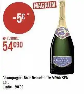 Géant Casino Champagne brut demoiselle vranken offre
