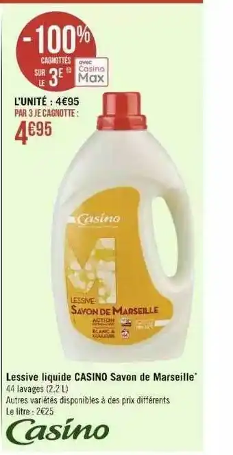 Géant Casino Lessive liquide casino savon de marseille offre