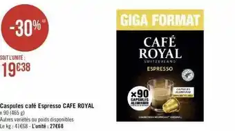 Géant Casino Capsules café espresso café royal offre