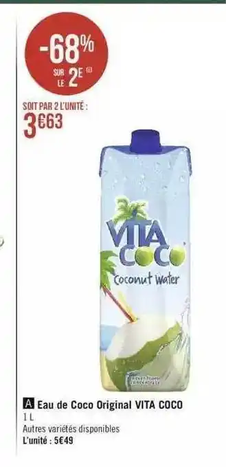 Géant Casino Eau de coco original vita coco offre