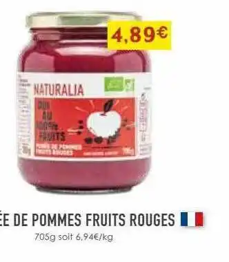 Naturalia Purée de pommes fruits rouges offre
