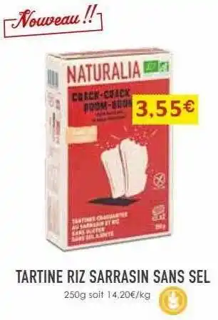 Naturalia Tartine riz sarrasin sans sel offre