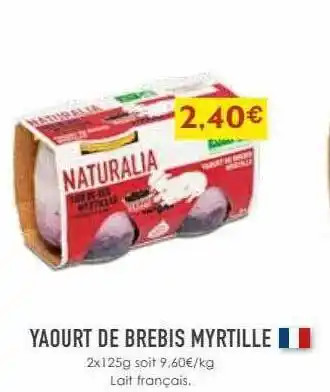 Naturalia Yaourt de brebis myrtille offre