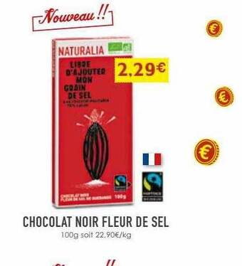Naturalia Chocolat noir fleur de sel offre