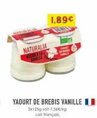 Naturalia Yaourt de brebis vanille offre