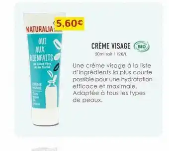 Naturalia Crème visage offre