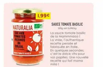 Naturalia Sauce tomate basilic offre