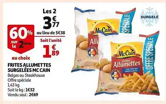 Auchan Frites allumettes surgelées mc cain offre