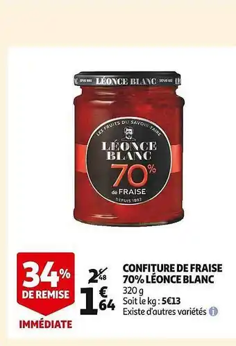 Auchan Confiture de fraise 70% léonce blanc offre