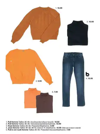 Zeeman Pull femme, haut femme, jean femme, pull à col roulé femme offre