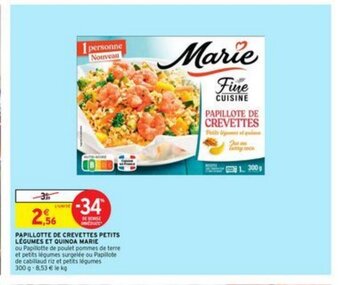 Intermarché Papillotte de Crevettes Petits Légumes et Quinoa Marie offre