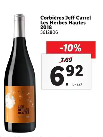 Lidl Corbières jeff carrel les herbes hautes 2018 offre