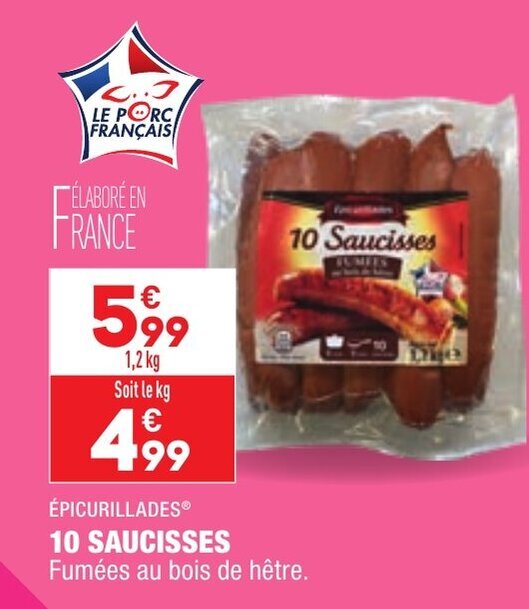 Promo 10 Saucisses chez ALDI
