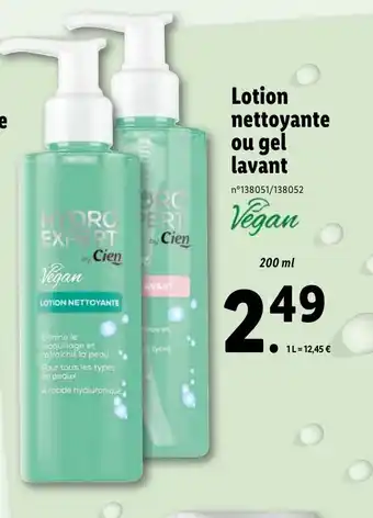 Lidl Lotion nettoyante ou gel lavant offre
