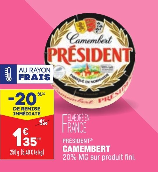 Promo Président Camembert chez ALDI