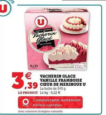 Super U Vacherin glace vanille framboise coeur de meringue u offre