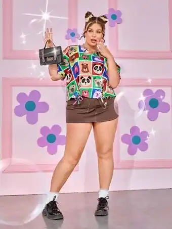 Blouse dessin animé à œillets à lacets